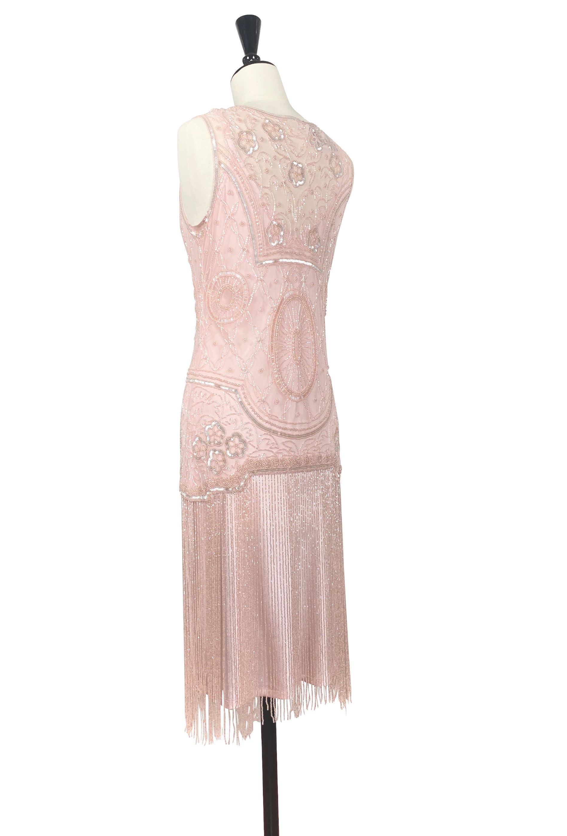 1920s Gatsby Flapper Beaded Fringe Party Dress - The Lulu - Pink Opaline