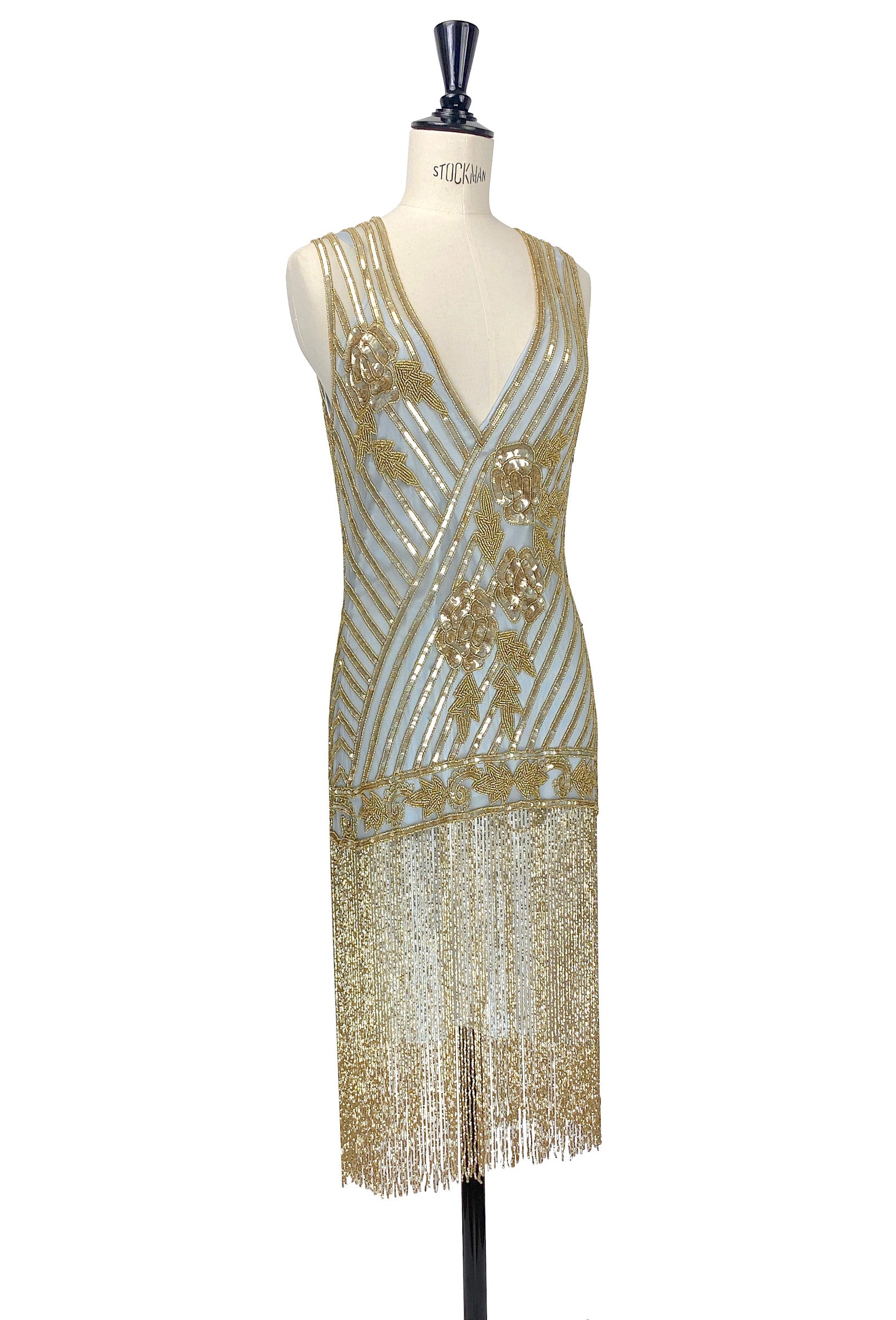 1920s Style Flapper Beaded Fringe Party Dress - The "Original" Artist - Gold on Sterling