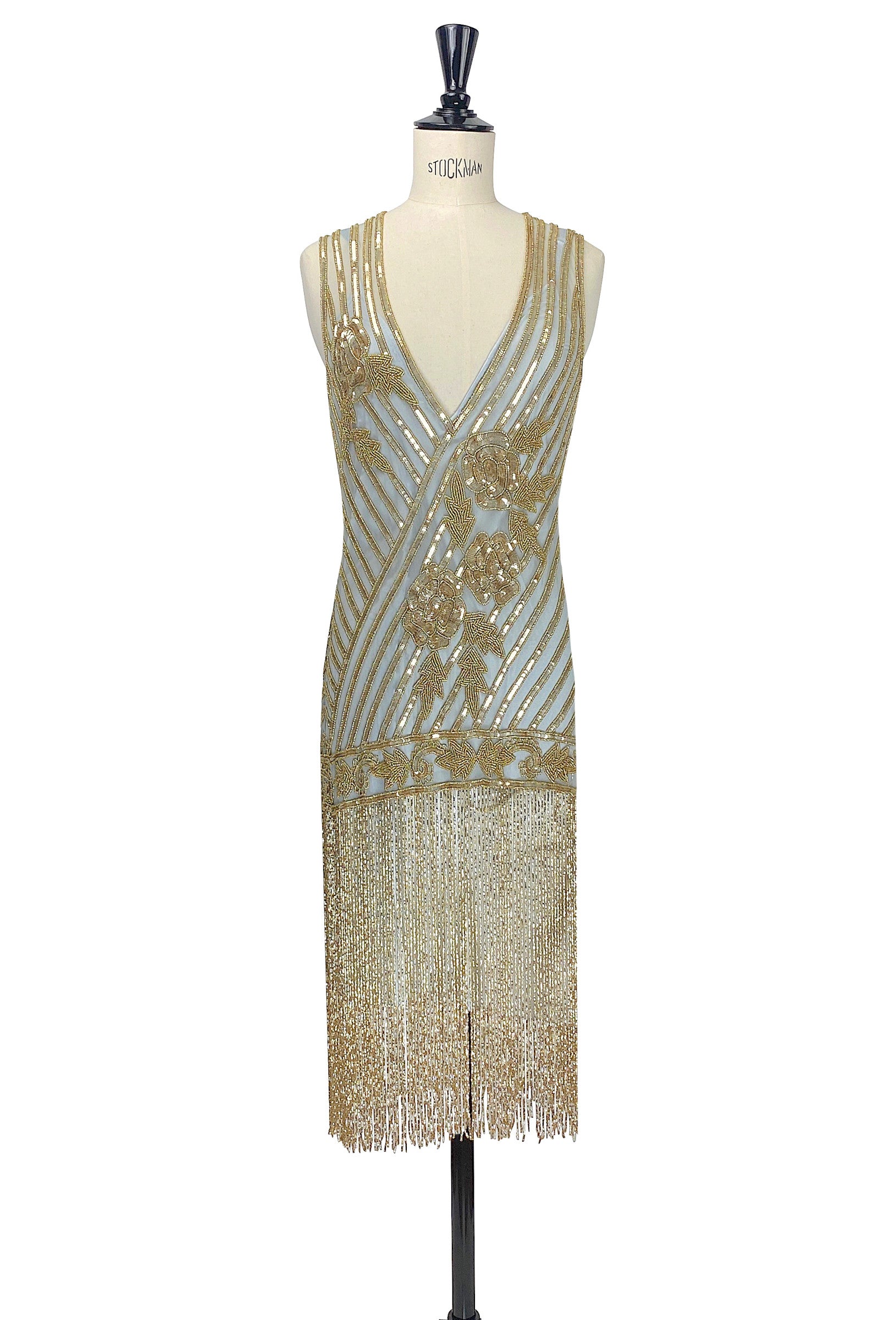 1920s Style Flapper Beaded Fringe Party Dress - The "Original" Artist - Gold on Sterling