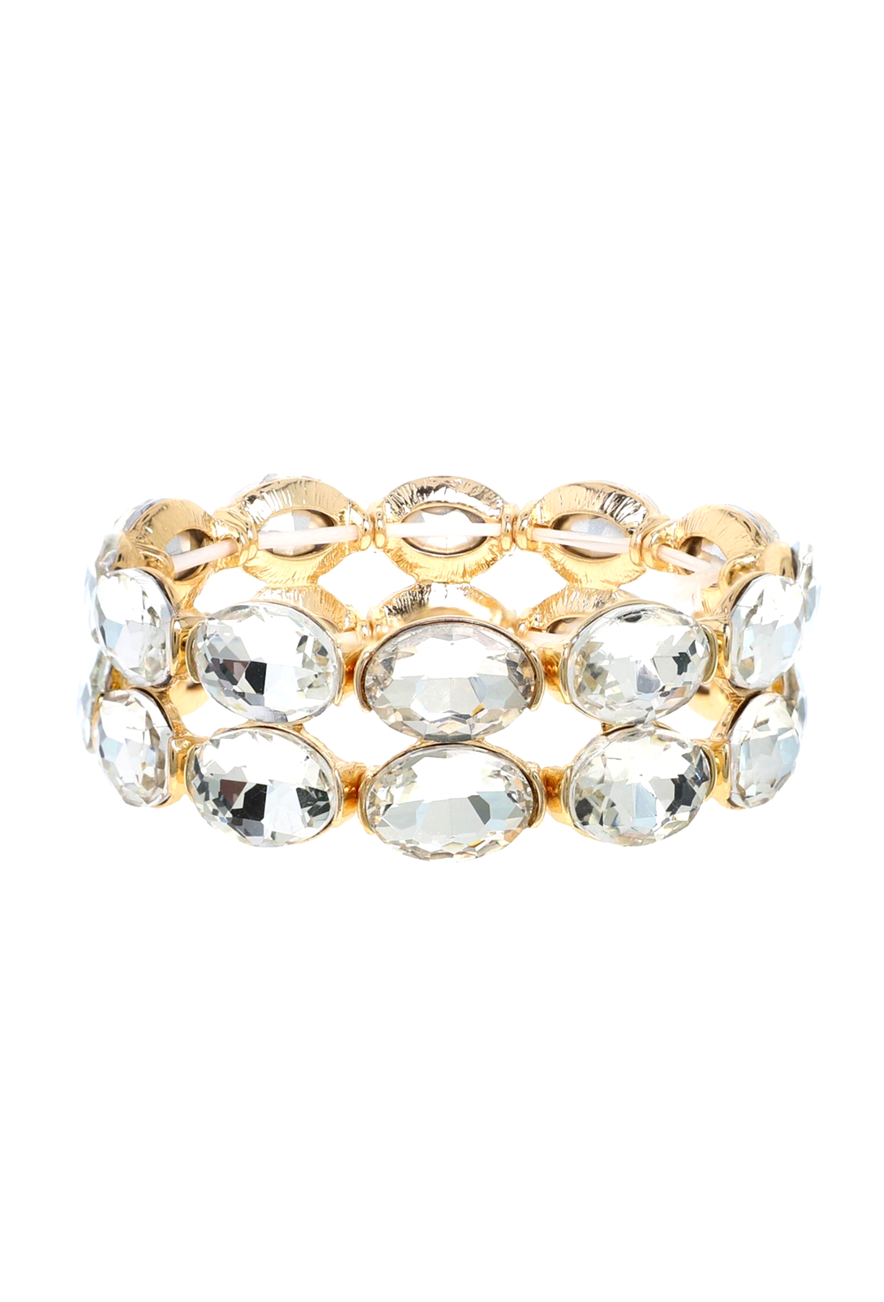 Luxe Crystal Cut Stretch Rhinestone Vintage Bracelet - Crystal Gold The Deco Haus
