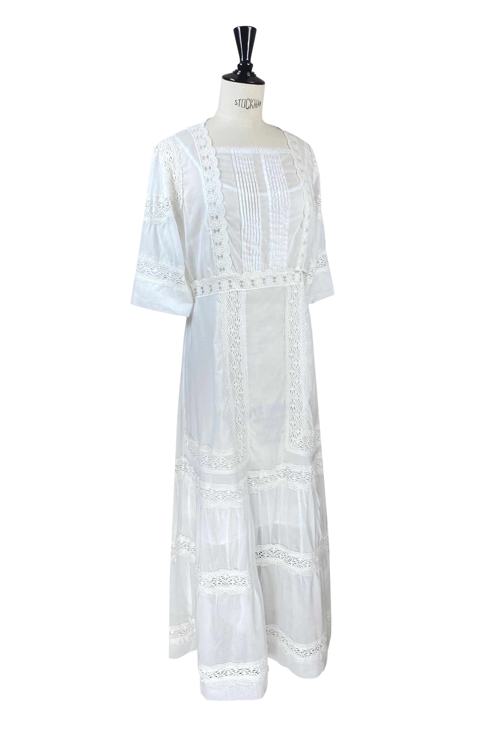 The Dorothea Edwardian Voile Dress - Antique White The Deco Haus