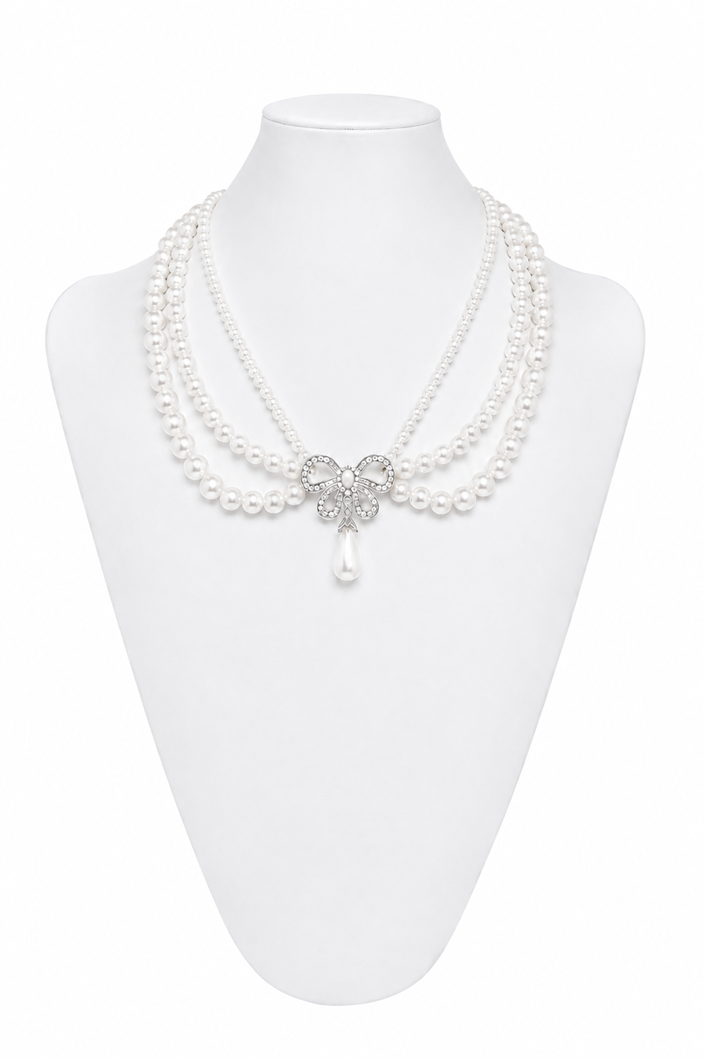 The Lisette Pearl Bow Necklace – White