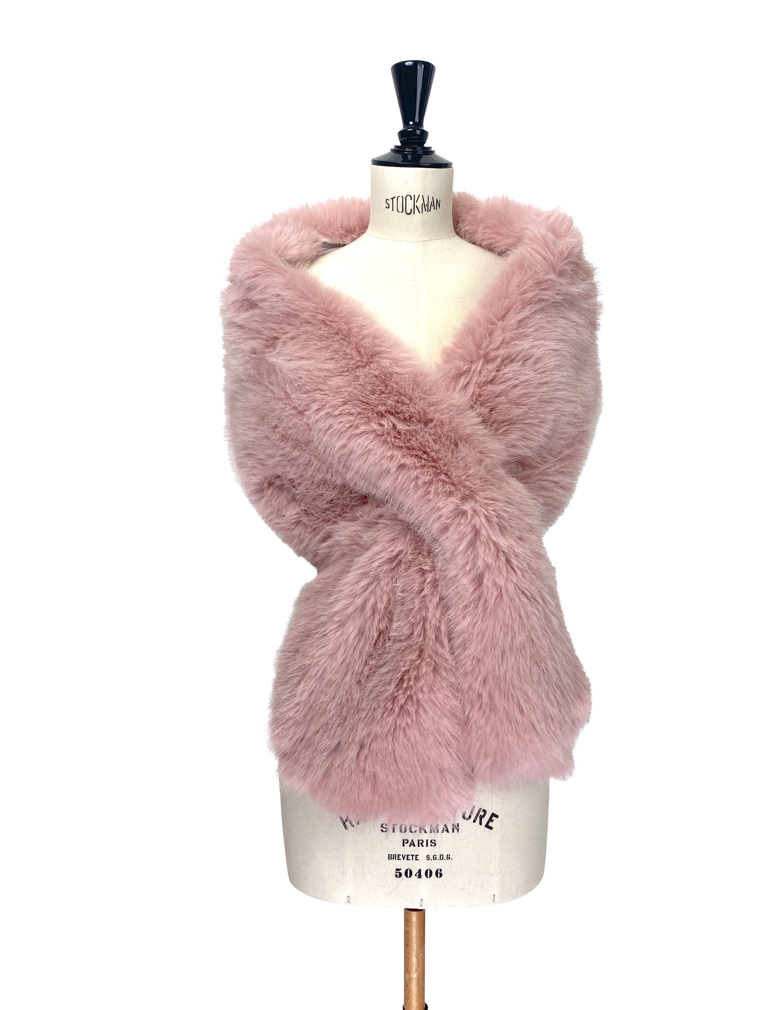 The Marilyn Luxury Vintage Faux Fur Shrug Wrap - Deco Pink The Deco Haus.