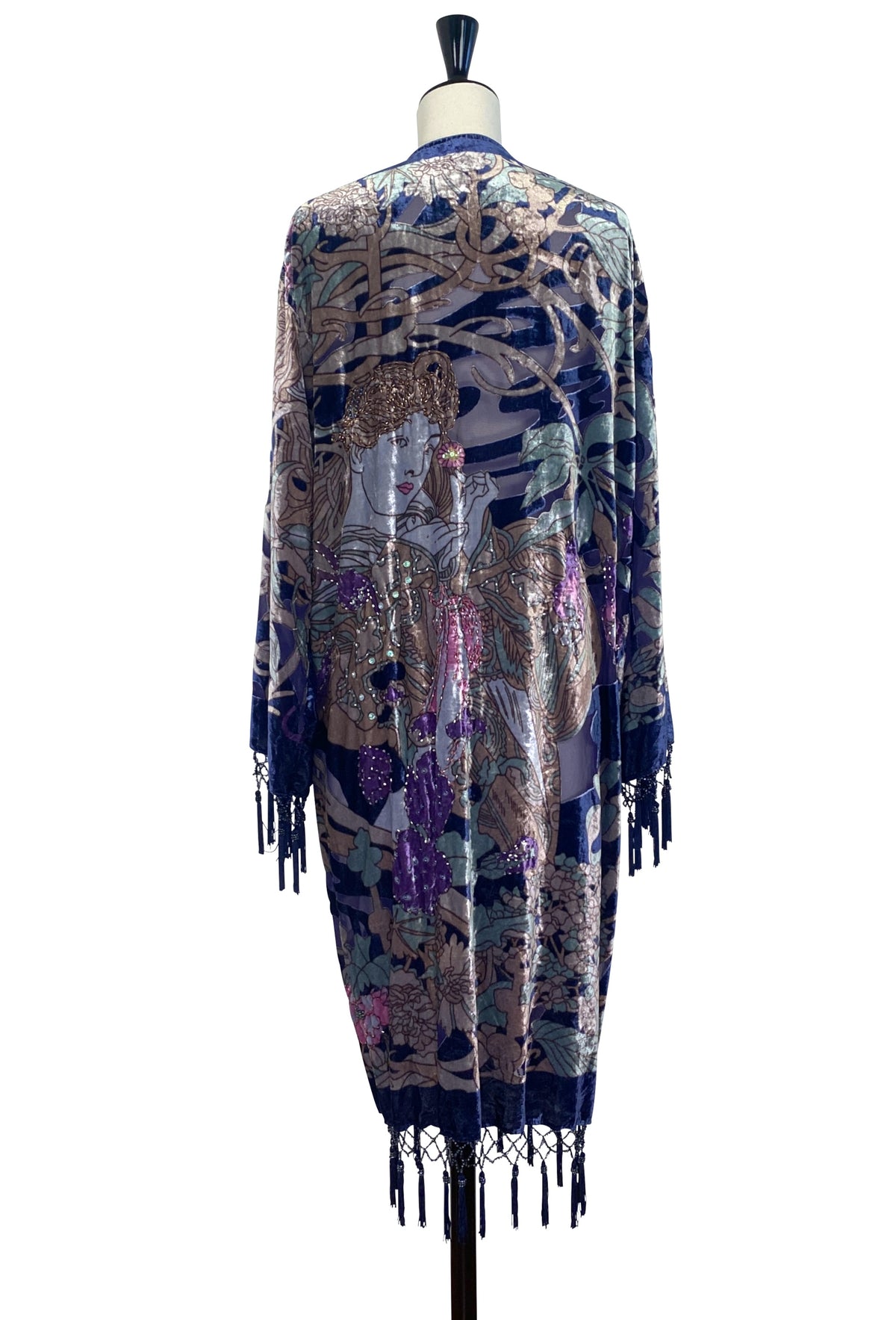 The Mucha Mystique Velvet Kimono – Indigo