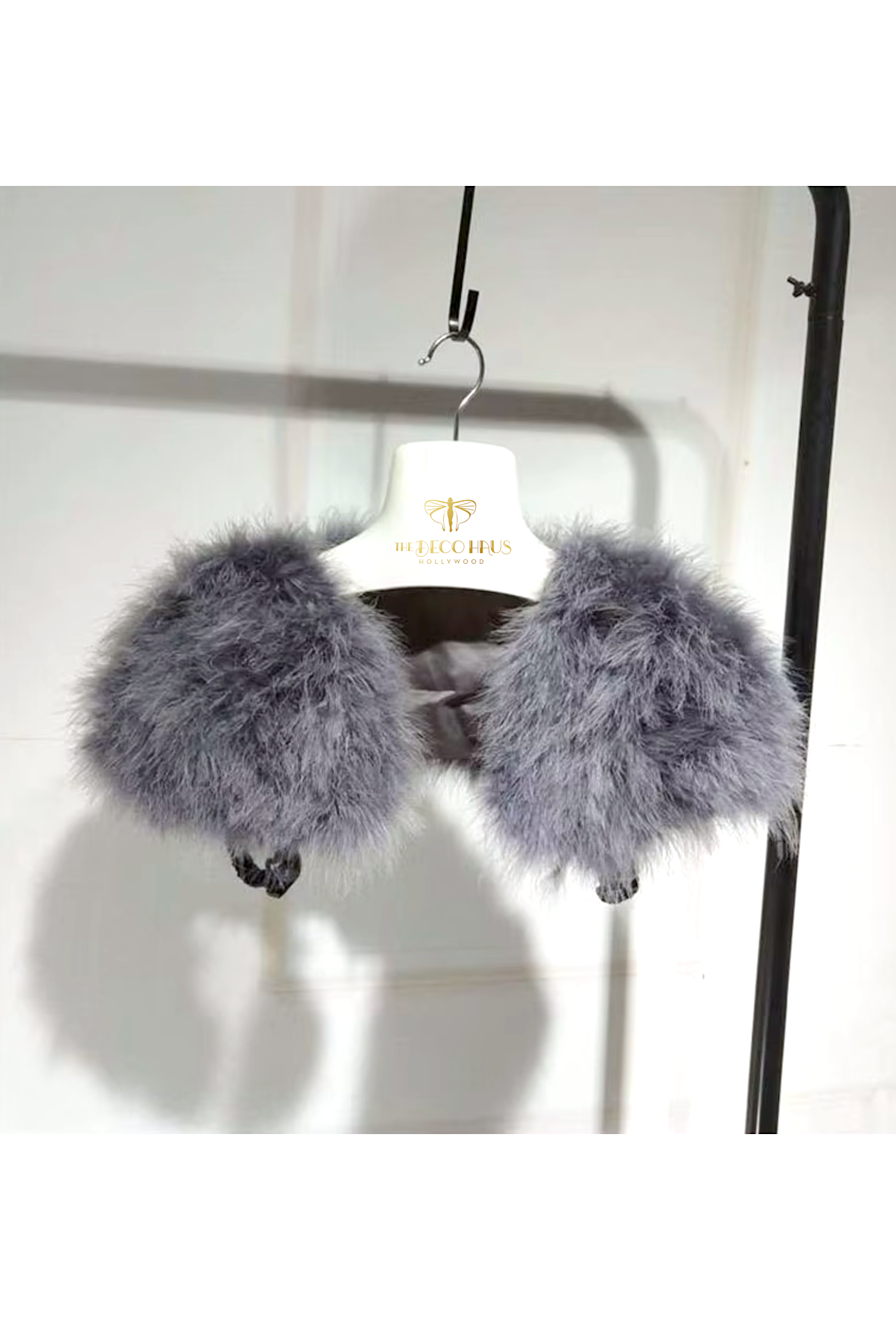 The Parisian Luxury Ostrich Vintage Feather Shrug Wrap - Gunmetal The Deco Haus.