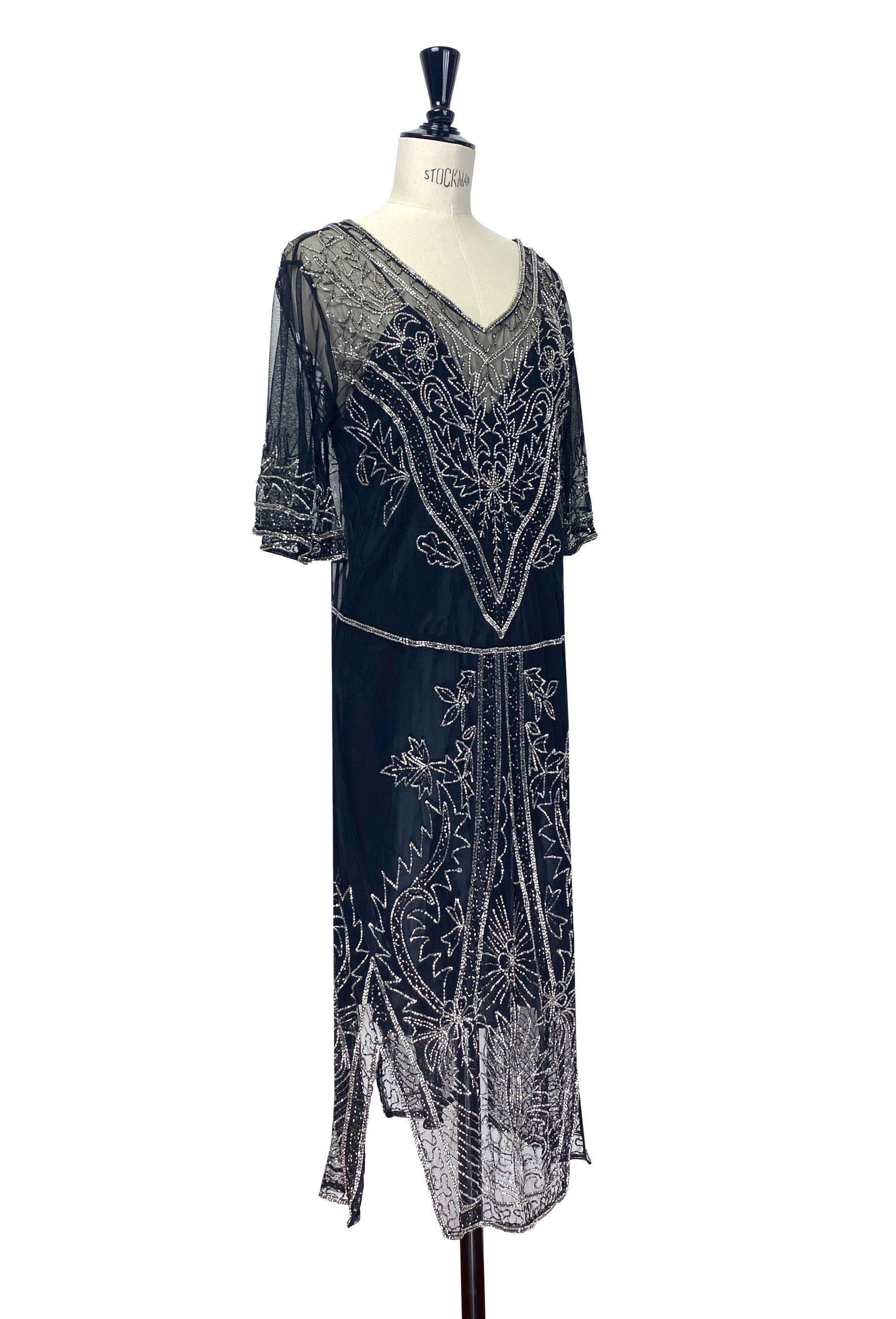 The Astor Dress - Black with Silver