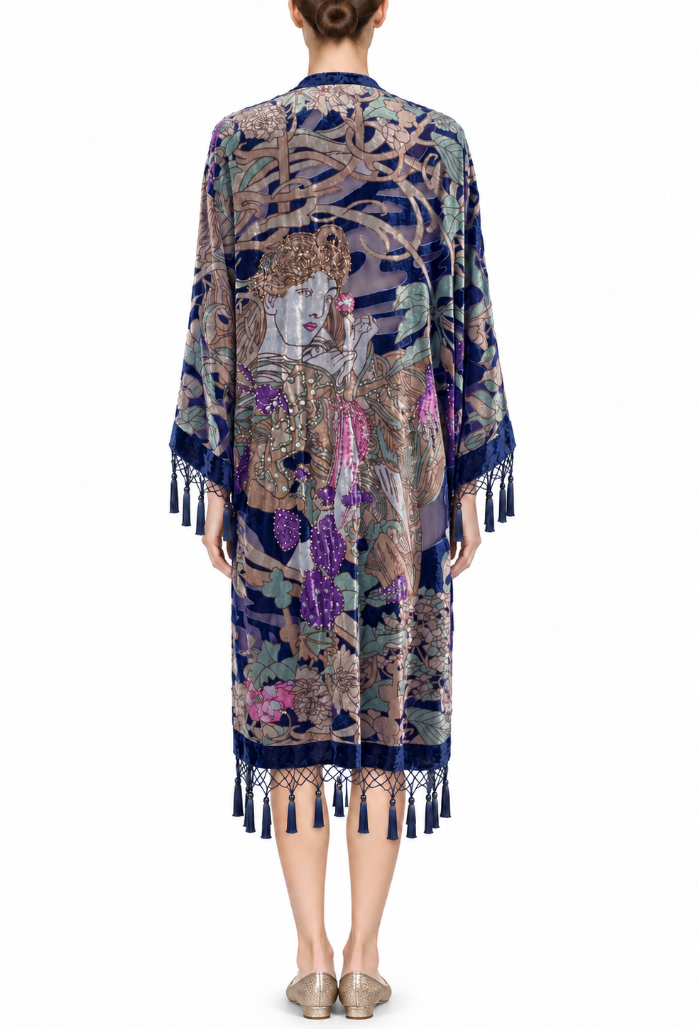 The Mucha Mystique Velvet Kimono – Indigo