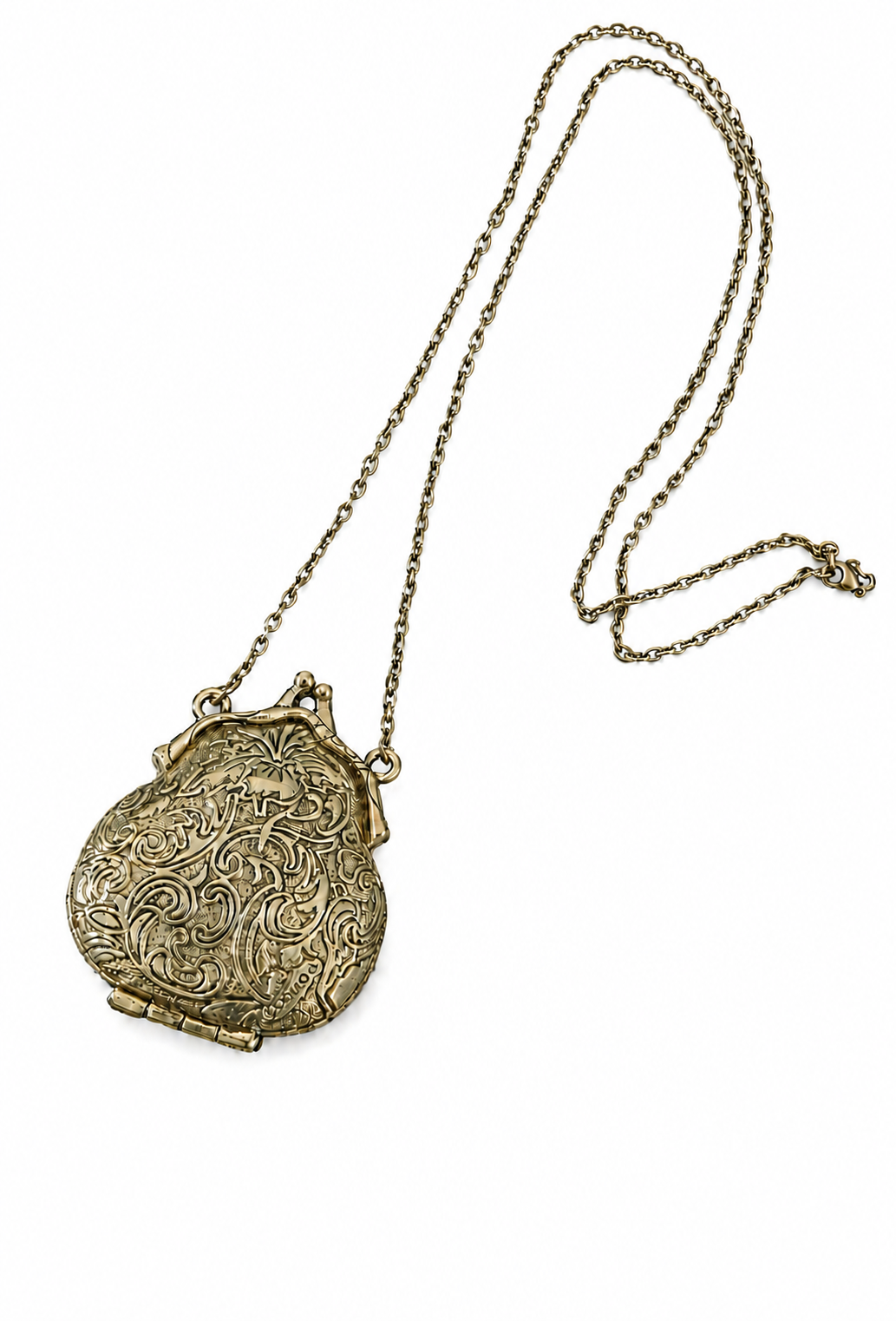 The Séraphine Embossed Locket Necklace – Antique Bronze