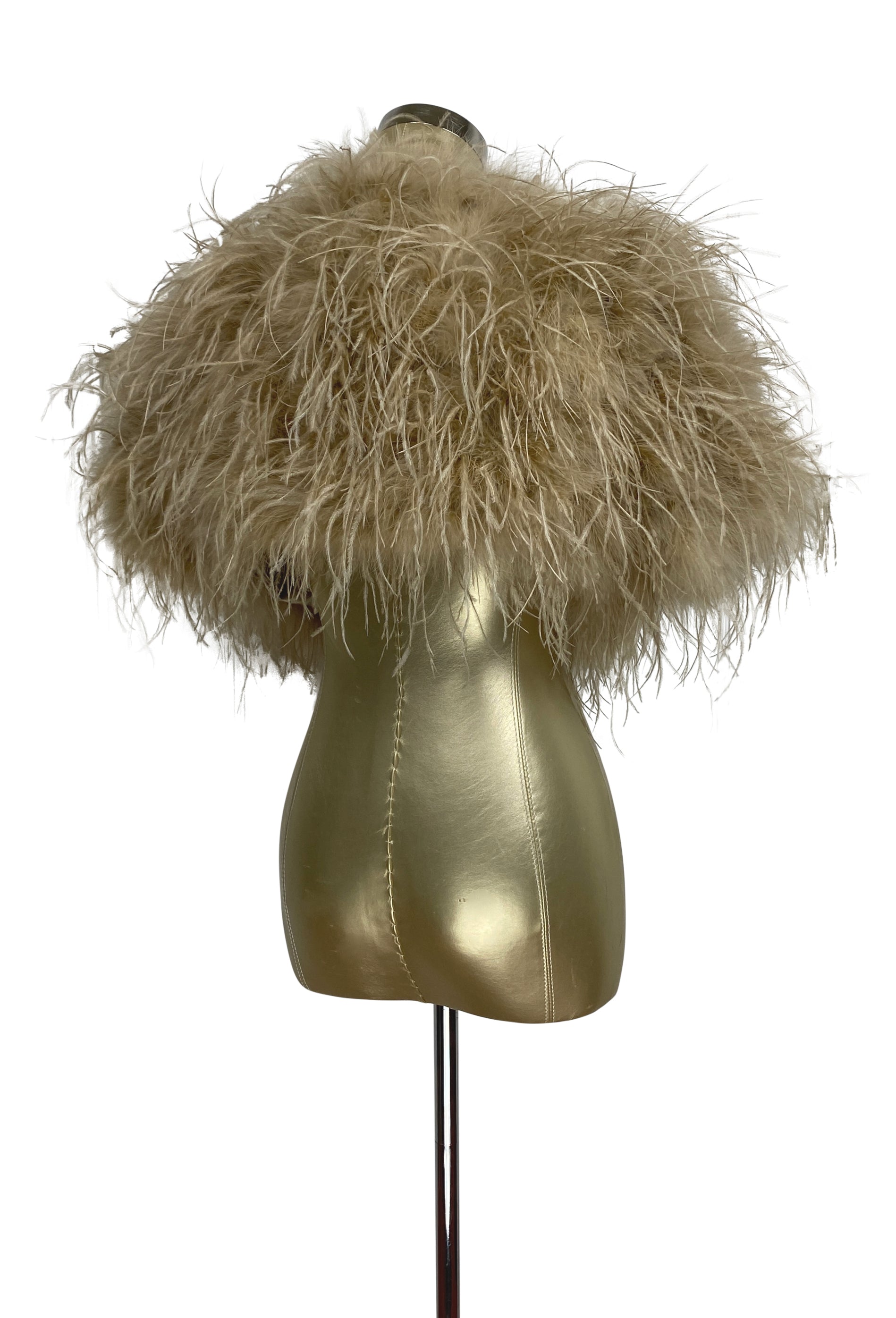 Ultra Ostrich Hollywood Glamour 1930s Vintage Style Harlow Wrap - Antique Gold