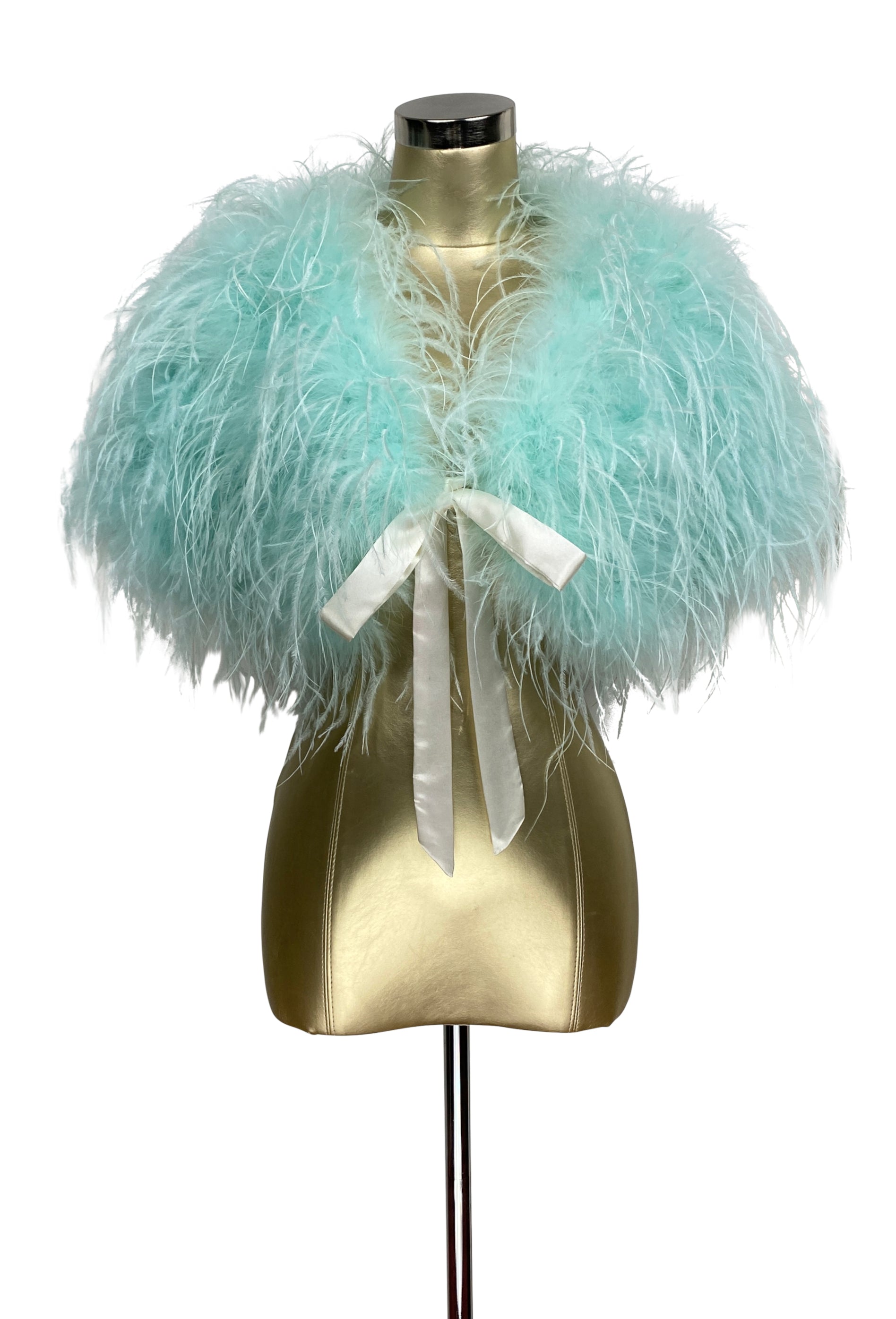 Ultra Ostrich Hollywood Glamour 1930s Vintage Style Harlow Wrap - Tiffany Blue