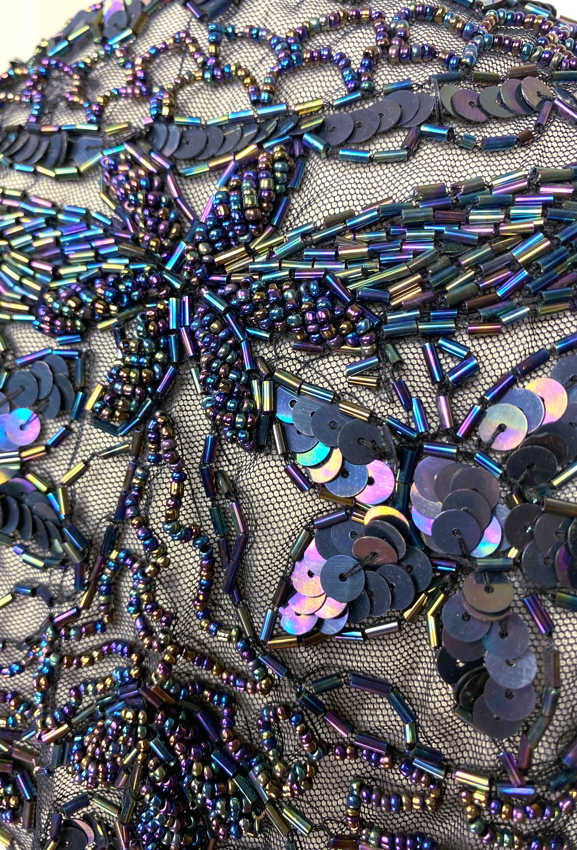 Vintage Luxe Hand Beaded Cutout Victorian Collar Capelet - Black Aurora The Deco Haus