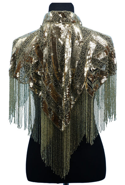 Vintage Luxe Hand Beaded Cutout Victorian Collar Capelet - White