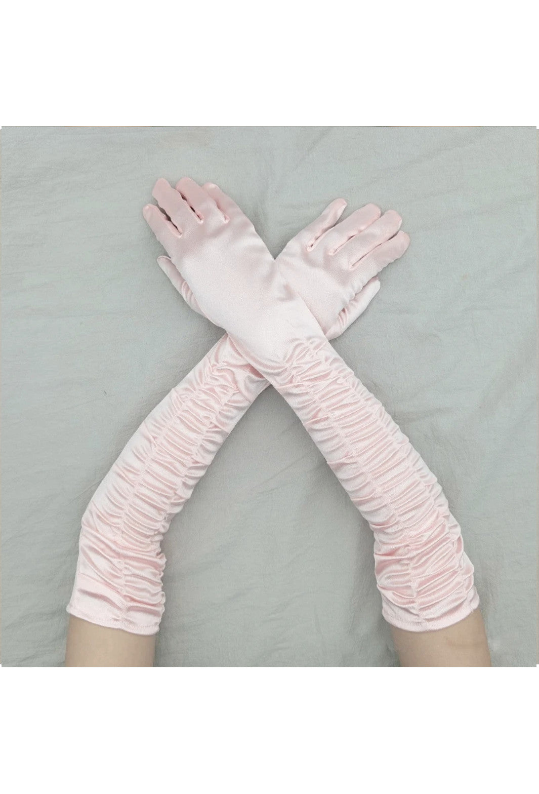 Vintage Style Satin Ruched Long Opera Evening Glove - Pink The Deco Haus