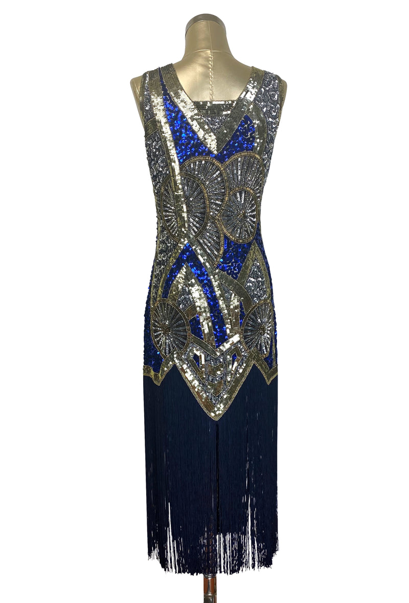 1920s Vintage Flapper Fringe Deco Gown - The Kismet - Sapphire