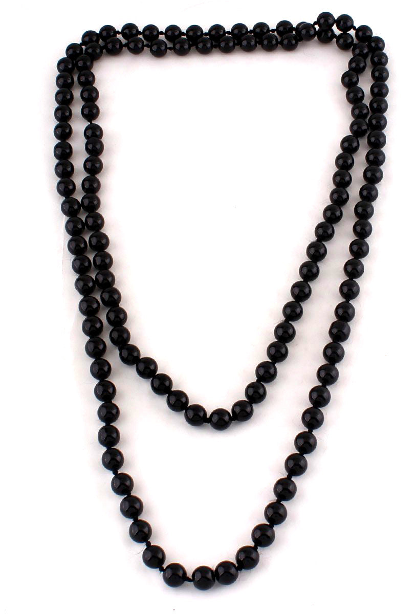 1920s Flapper Pearl Party Necklace - Black The Deco Haus