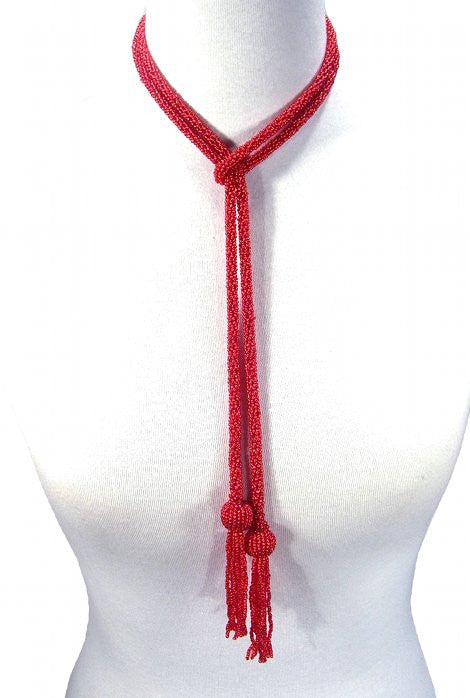 The Gatsby Rope Flapper 1920's Belt Necklace - Ruby - The Deco Haus