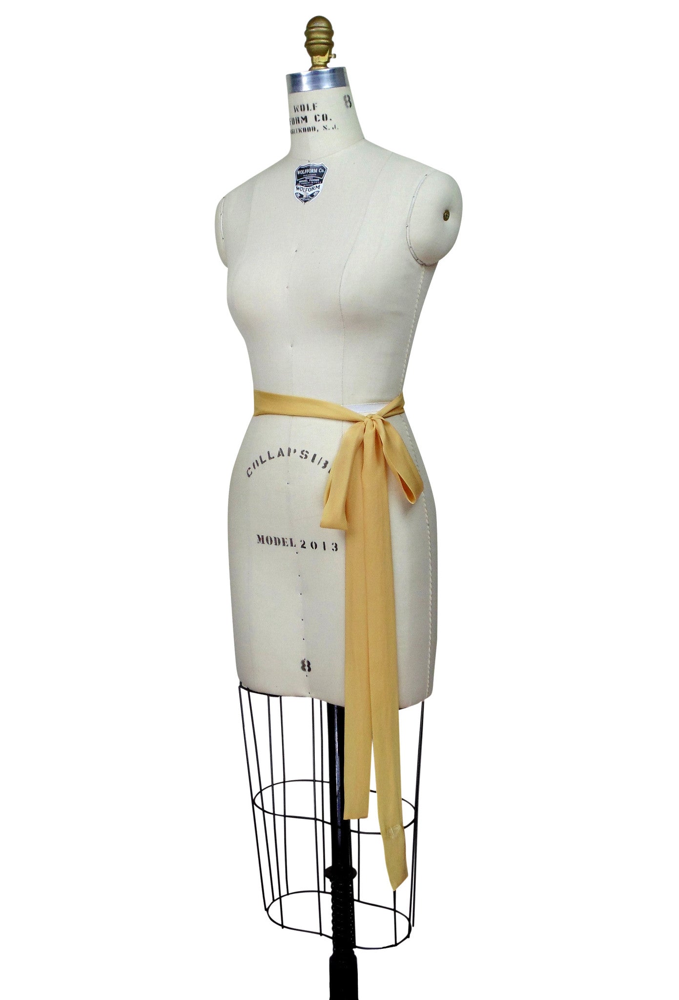 Deco Essential - 100% Silk DH Logo Vintage Style Belt Sash Gold The Deco Haus