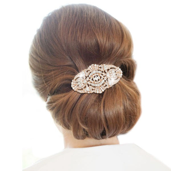 The Bella Austrian Crystal Vintage Bridal Hair Comb - Rose Gold - The Deco Haus
