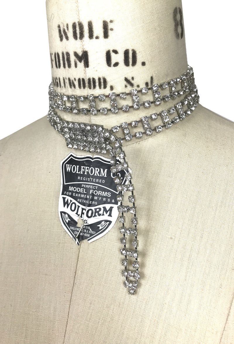 Hollywood Deco Vintage Rhinestone Buckle Logo Choker Necklace by The Deco Haus - The Deco Haus