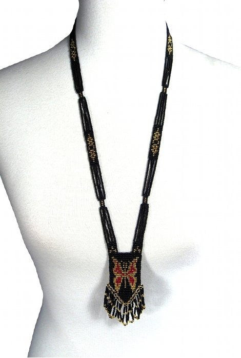1920s Vintage Beaded Sautoir Necklace - The Deco Butterfly - The Deco Haus