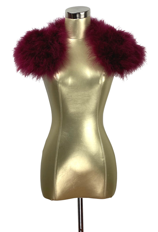The Parisian Luxury Ostrich Vintage Feather Shrug Wrap - Blood Red
