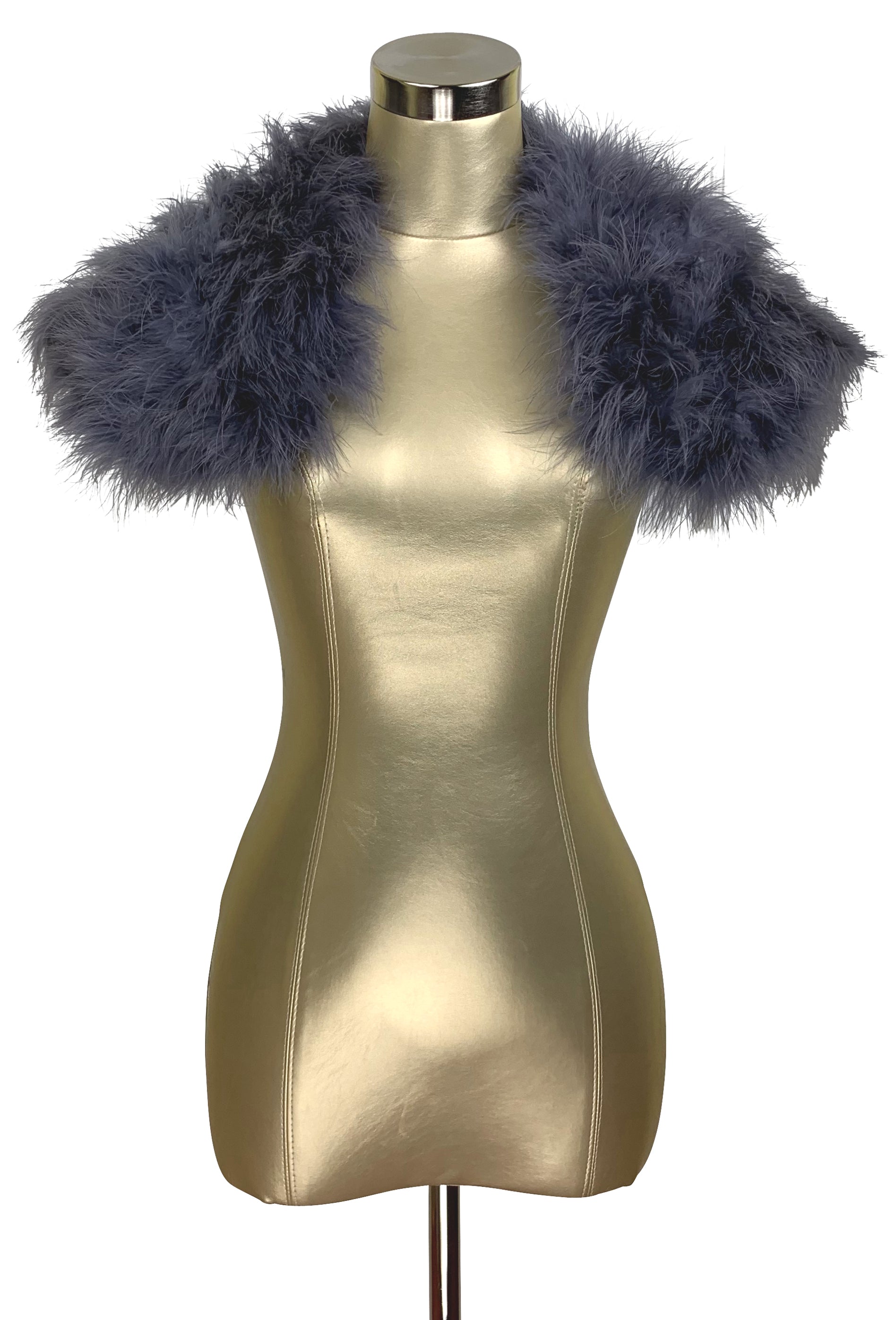 The Parisian Luxury Ostrich Vintage Feather Shrug Wrap - Gunmetal The Deco Haus