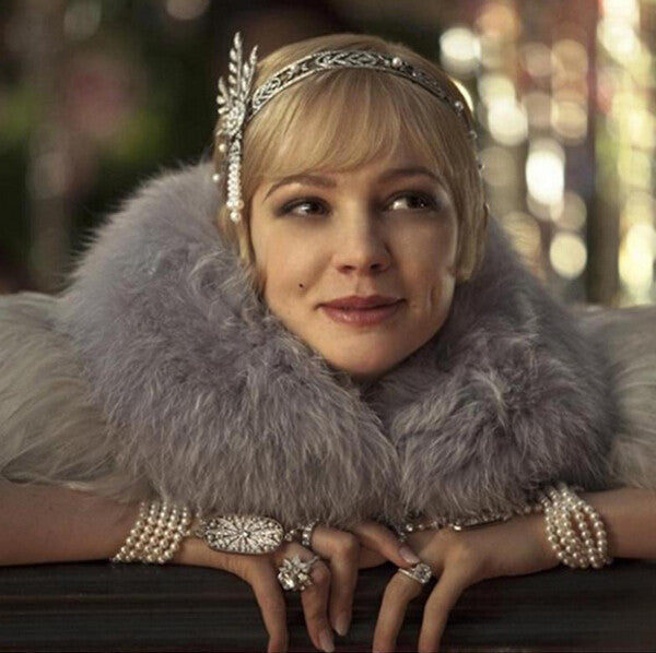The "Great Gatsby" Flapper Rhinestone Vintage 1920s Daisy Tiara - Silver - The Deco Haus