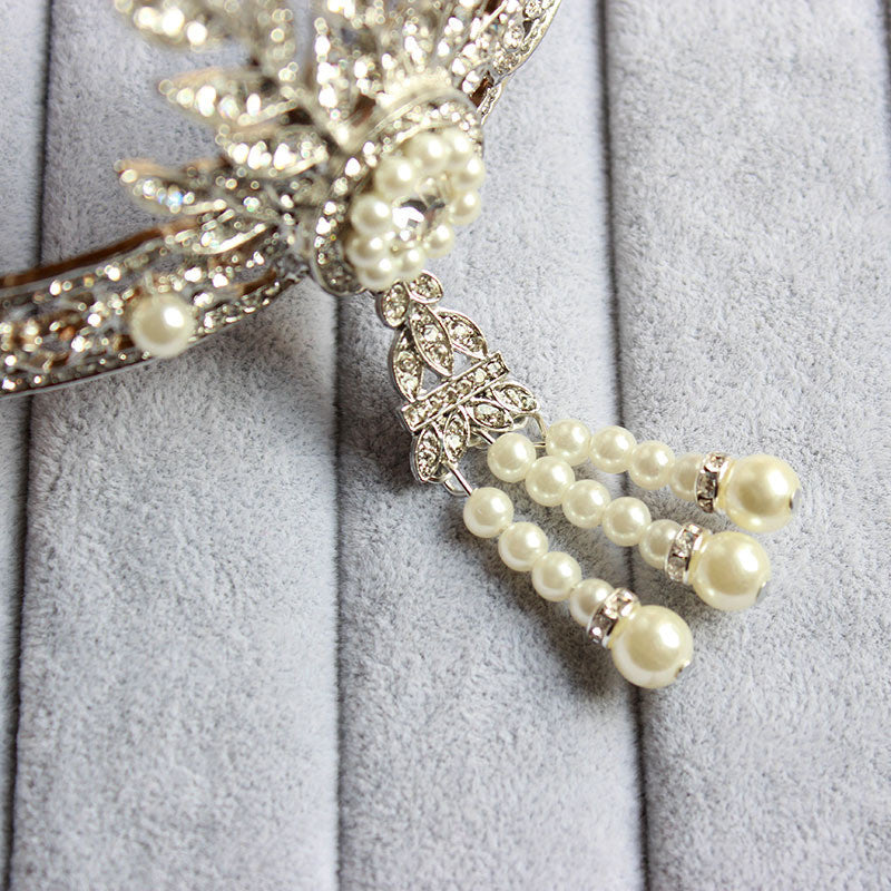 The "Great Gatsby" Flapper Rhinestone Vintage 1920s Daisy Tiara - Silver The Deco Haus