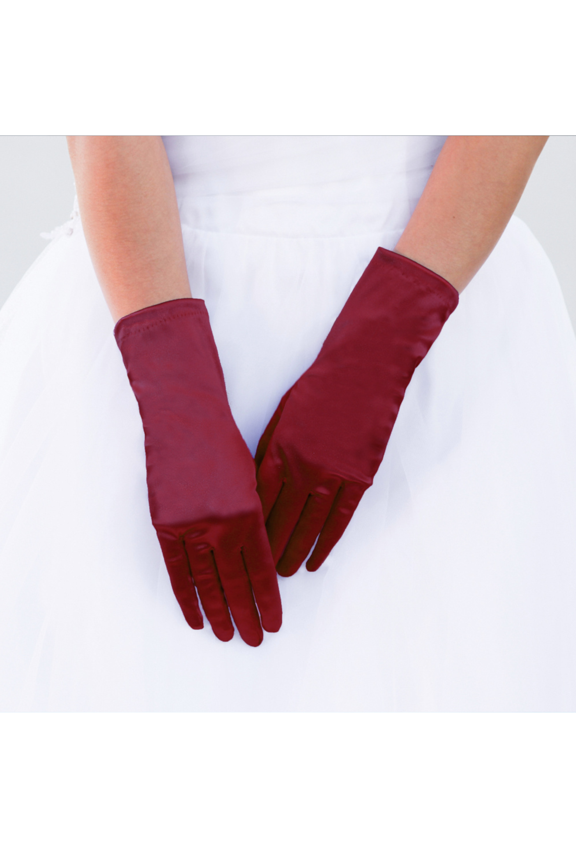 Vintage Style Satin Tea Glove Bordeaux Red The Deco Haus