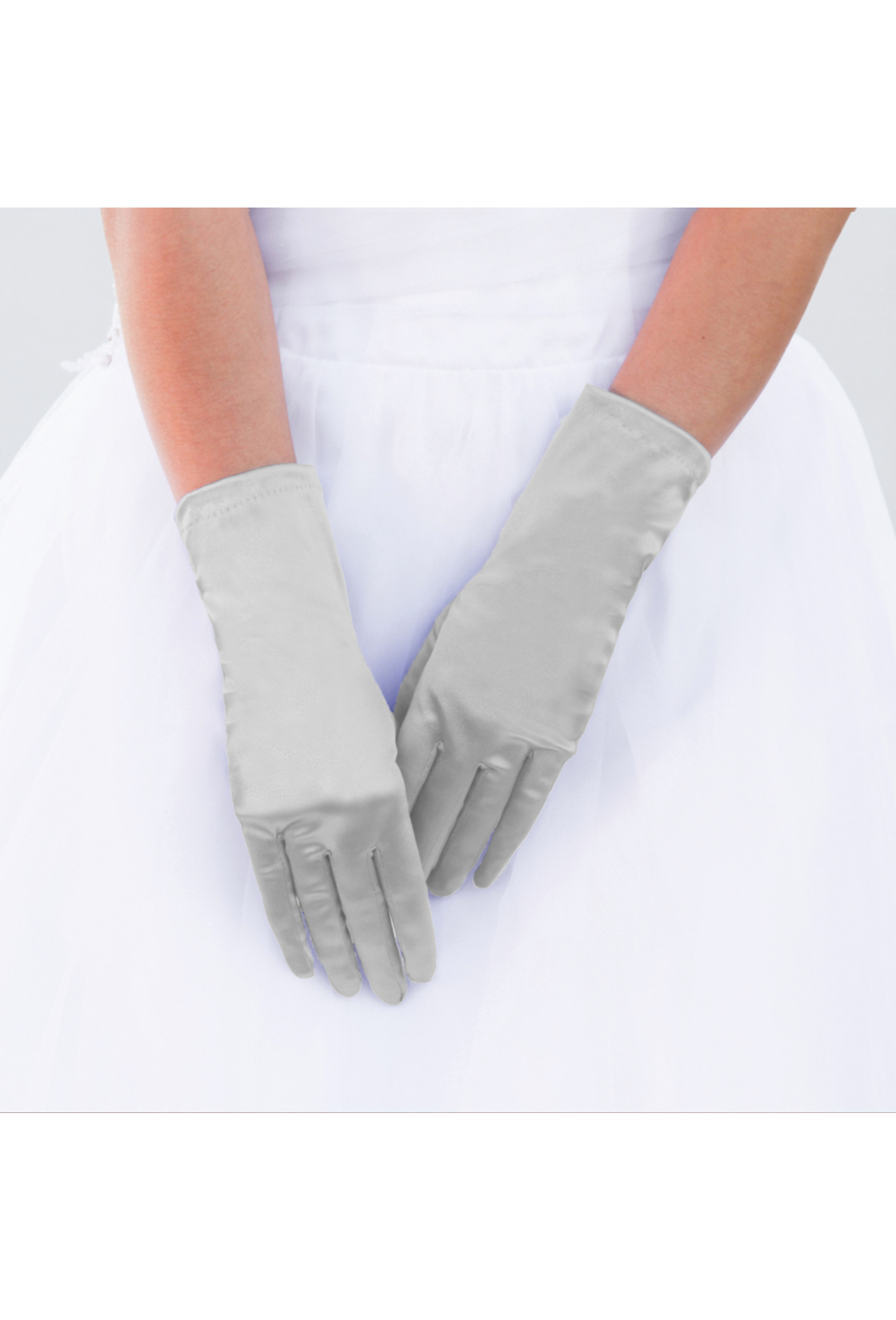 Vintage Style Satin Tea Glove Silver The Deco Haus