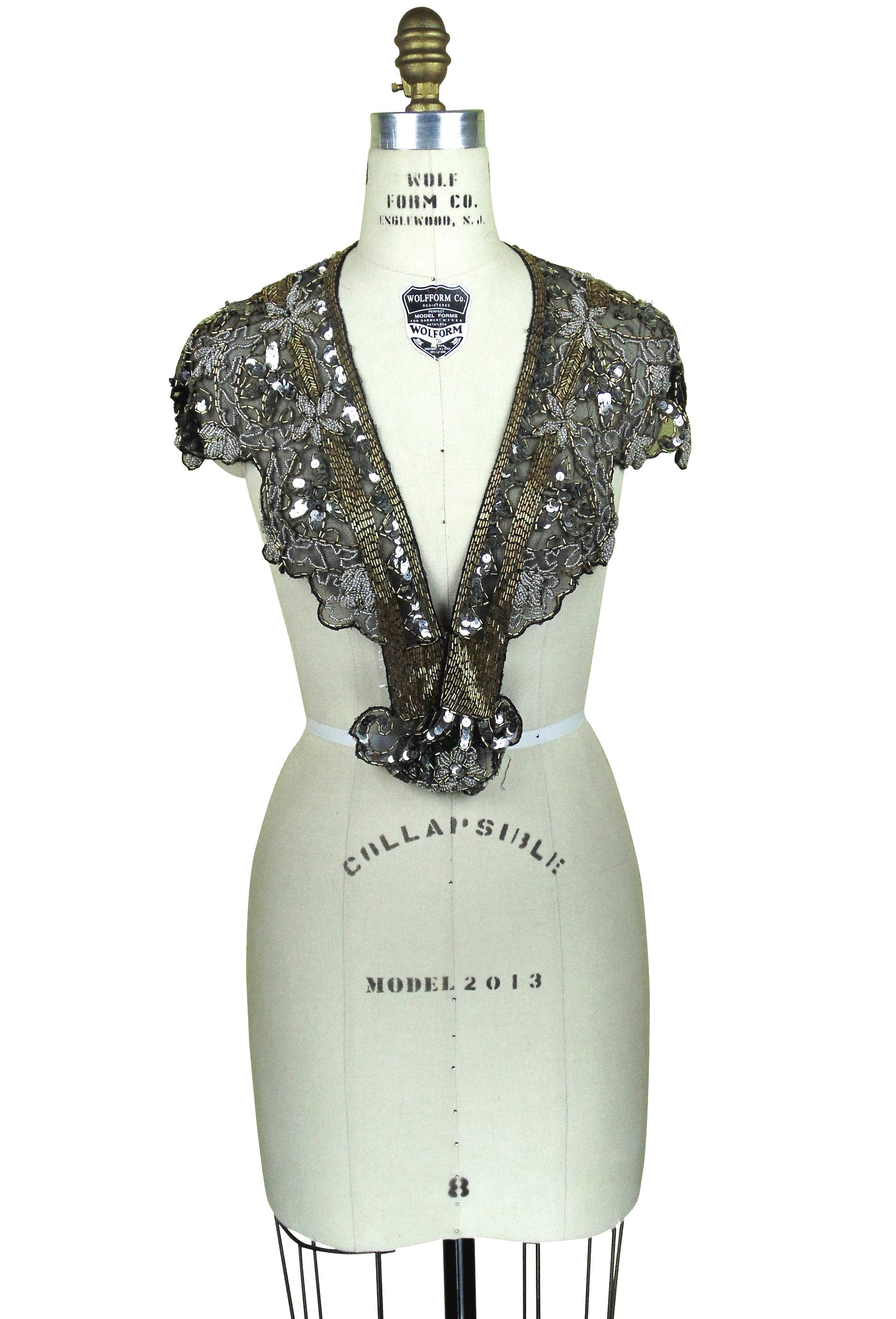 Vintage Luxe Hand Beaded Cutout Victorian Collar Capelet - Black Metallic The Deco Haus