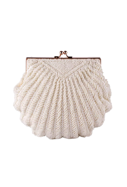 1920's Antique Deco Inspired Gatsby Beaded Purse - Bone Deco Scallop