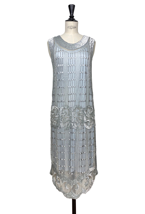 1920's Art Deco Panel Tabard Gown - The Cubist - Platinum