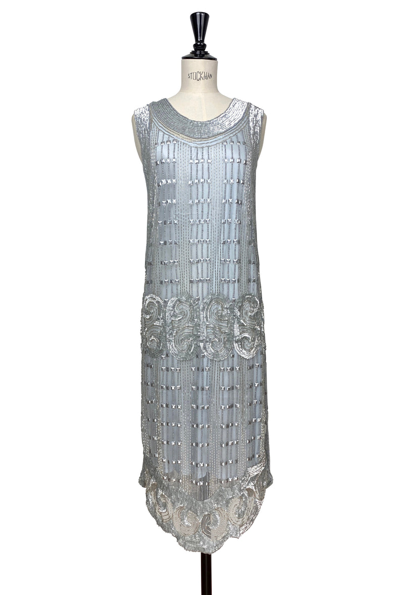1920's Art Deco Panel Tabard Gown - The Cubist - Platinum
