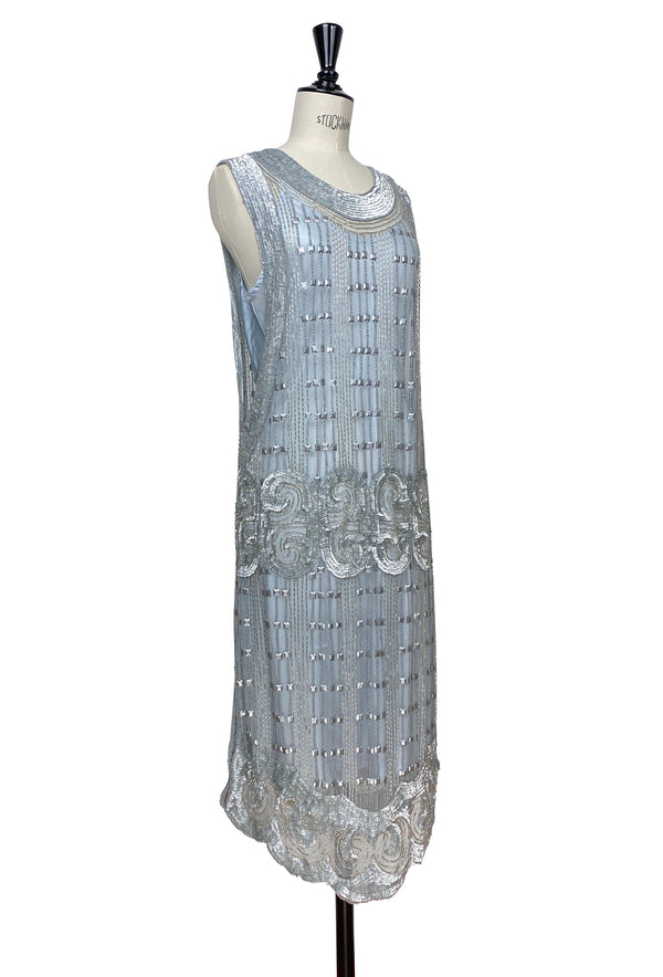 1920's Art Deco Panel Tabard Gown - The Cubist - Platinum