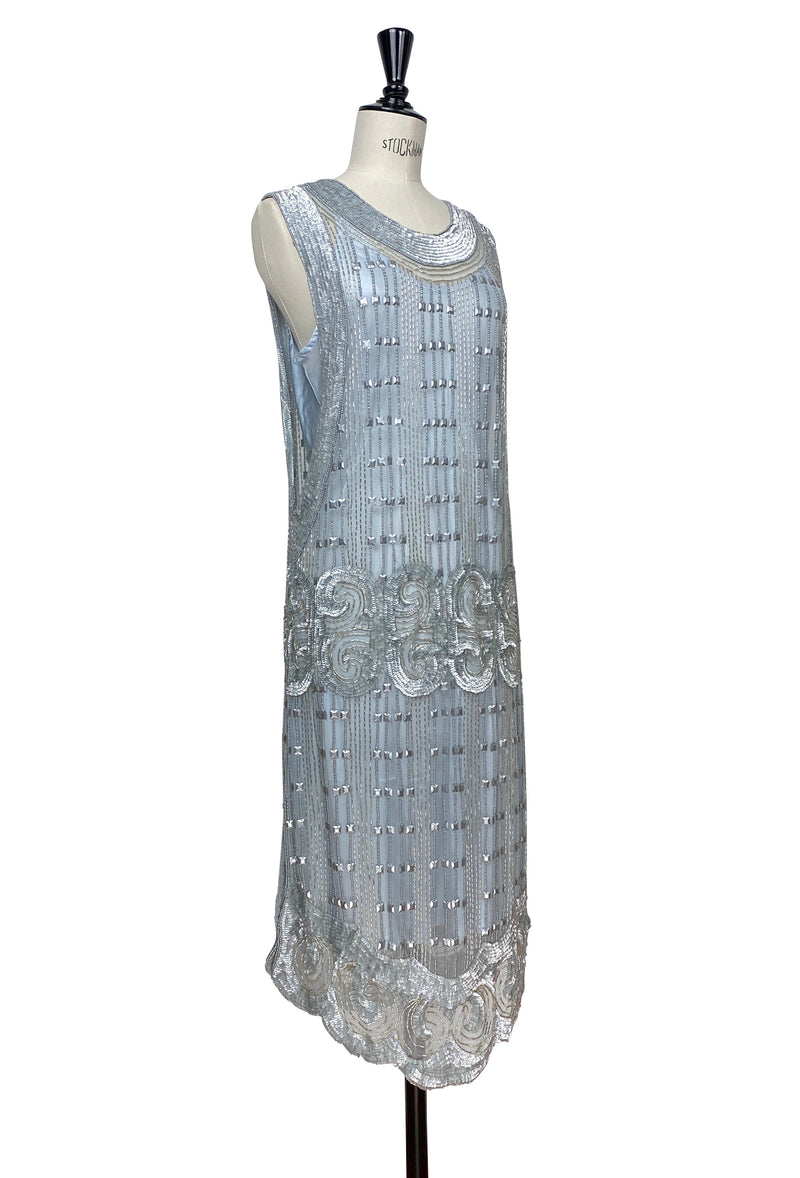 1920's Art Deco Panel Tabard Gown - The Cubist - Platinum