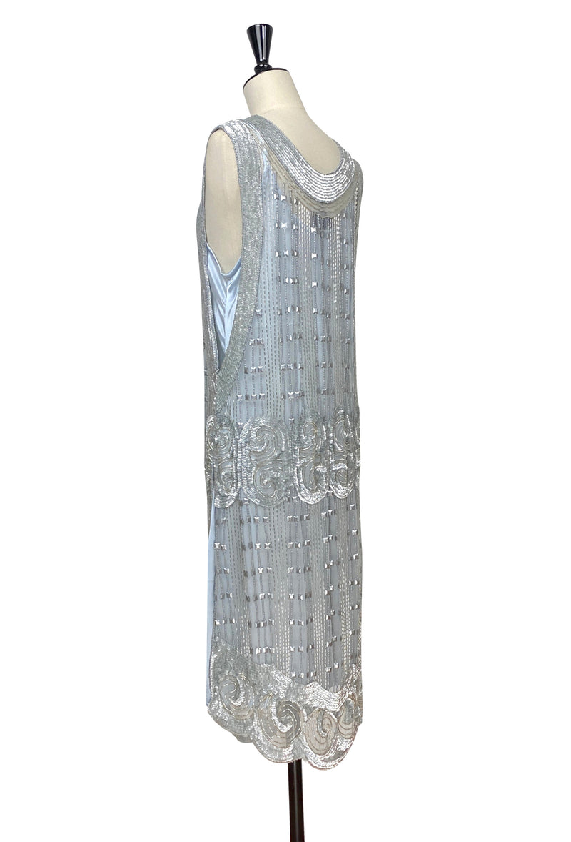 1920's Art Deco Panel Tabard Gown - The Cubist - Platinum