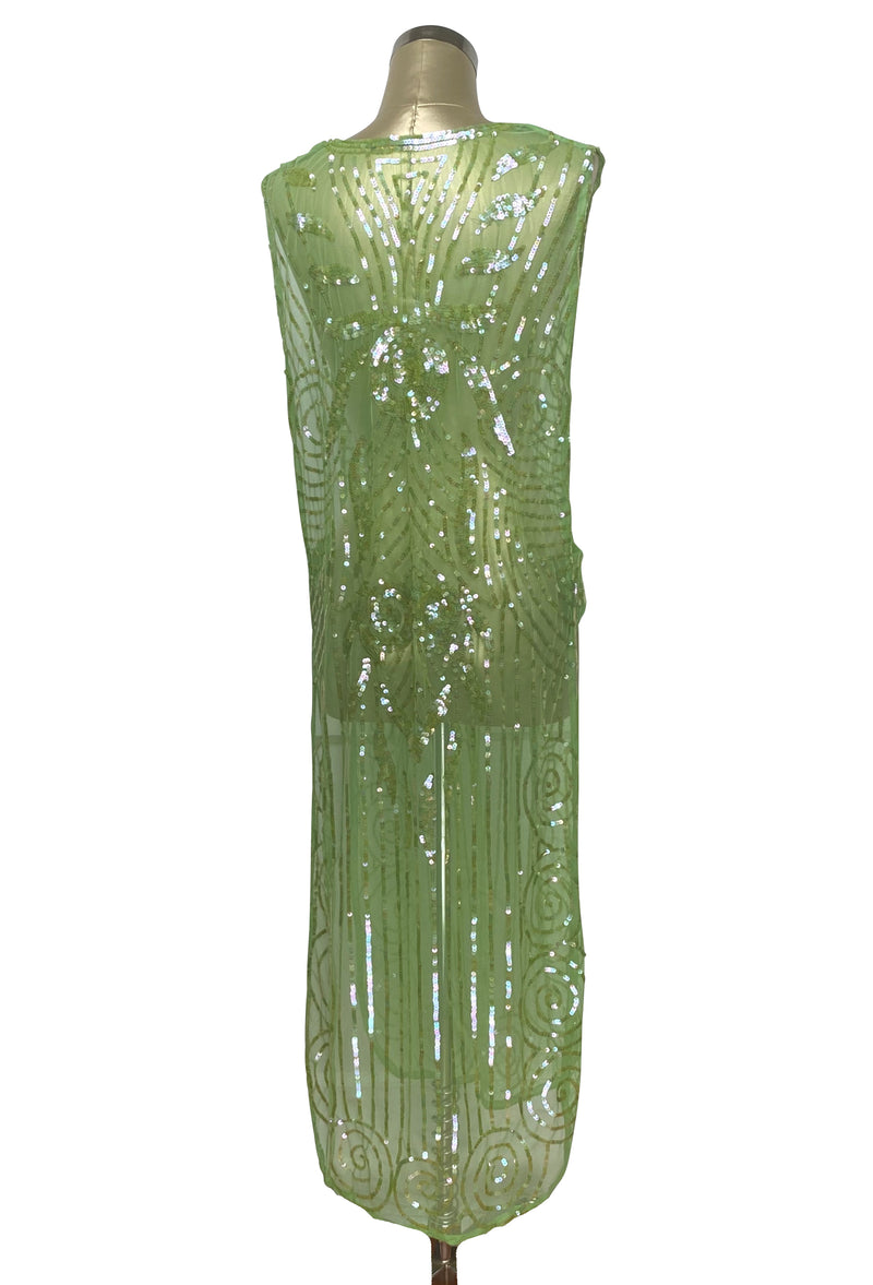 1920's Art Deco Panel Tabard Gown - The Romanesque - Nile Green