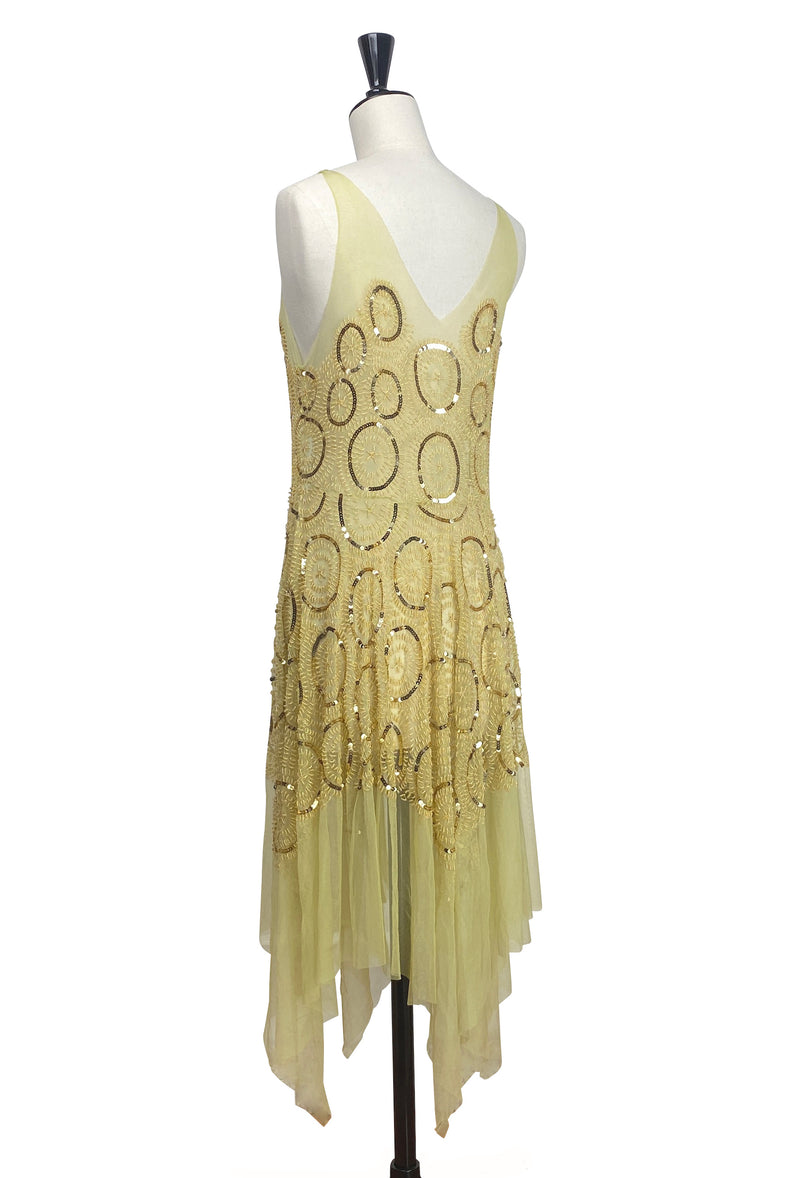 1920's Beaded Handkerchief Gatsby Overlay Dress - The Deco Dot - Gold