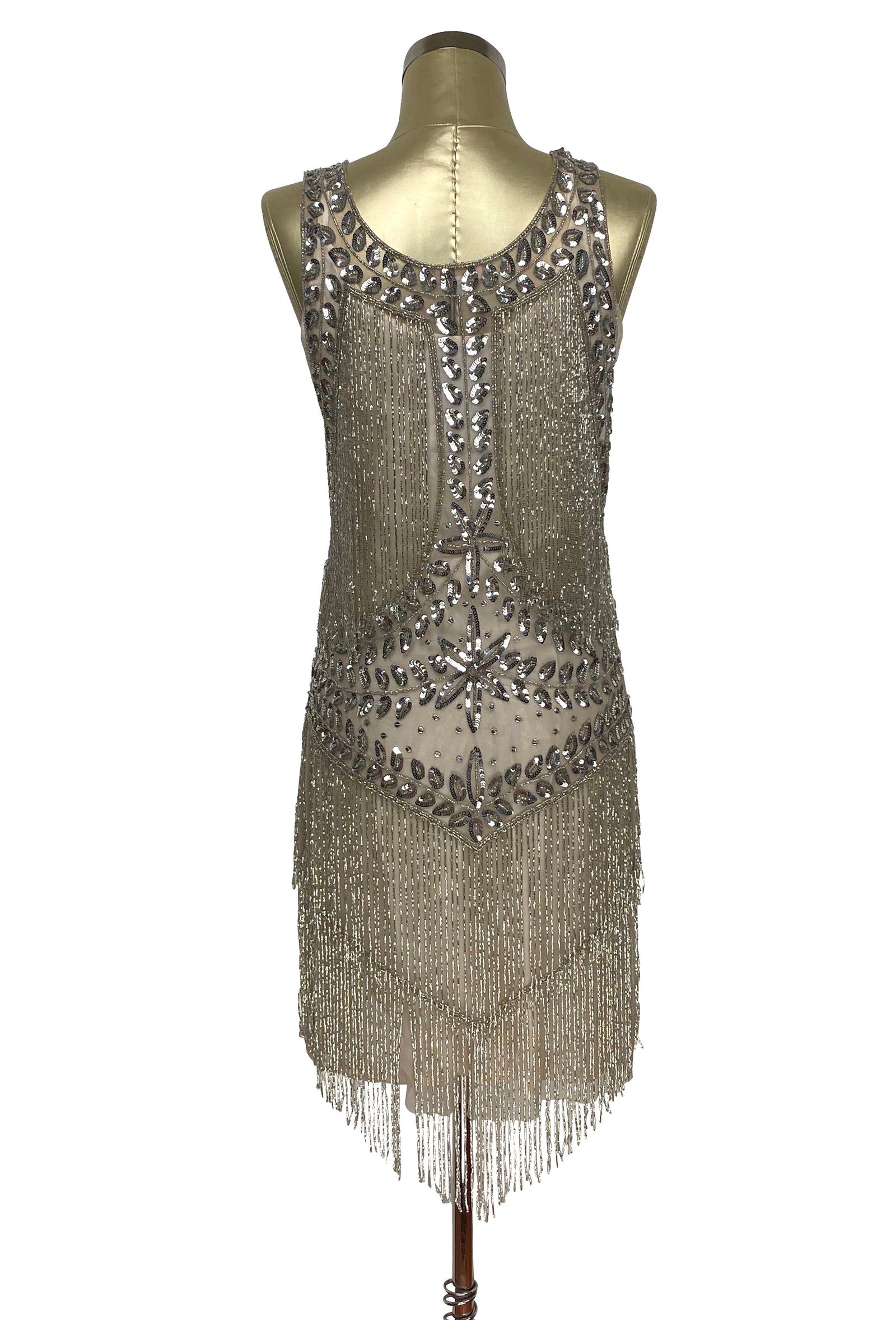 1920's Flapper Fringe Gatsby Party Dress - The Roxy - Cocoa Silver Sat 1920's Flapper Fringe Gatsby Party Dress - The Roxy - Cocoa Silver Sat