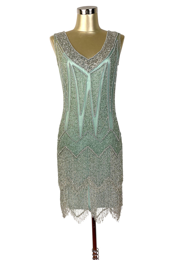 1920's Flapper Fringe Gatsby Party Dress - The Zenith - Menthe