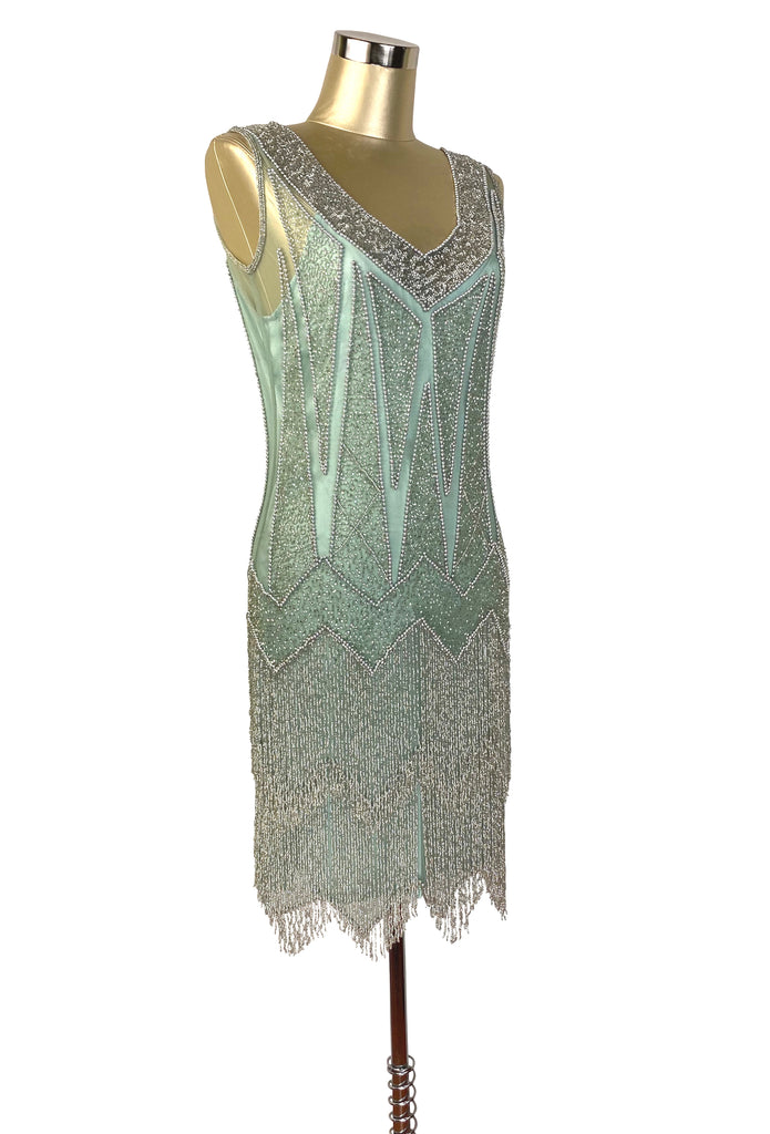 1920's Flapper Fringe Gatsby Party Dress - The Zenith - Menthe