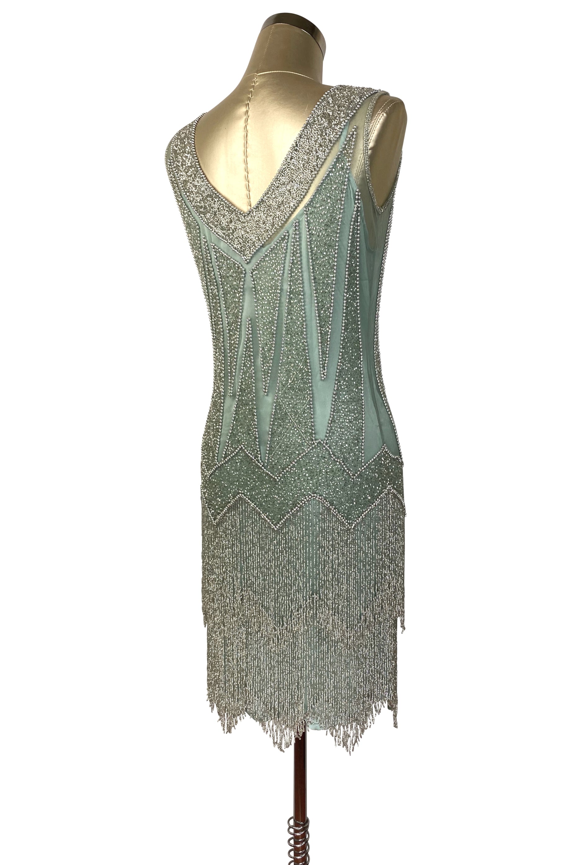 1920's Flapper Fringe Gatsby Party Dress - The Zenith - Menthe