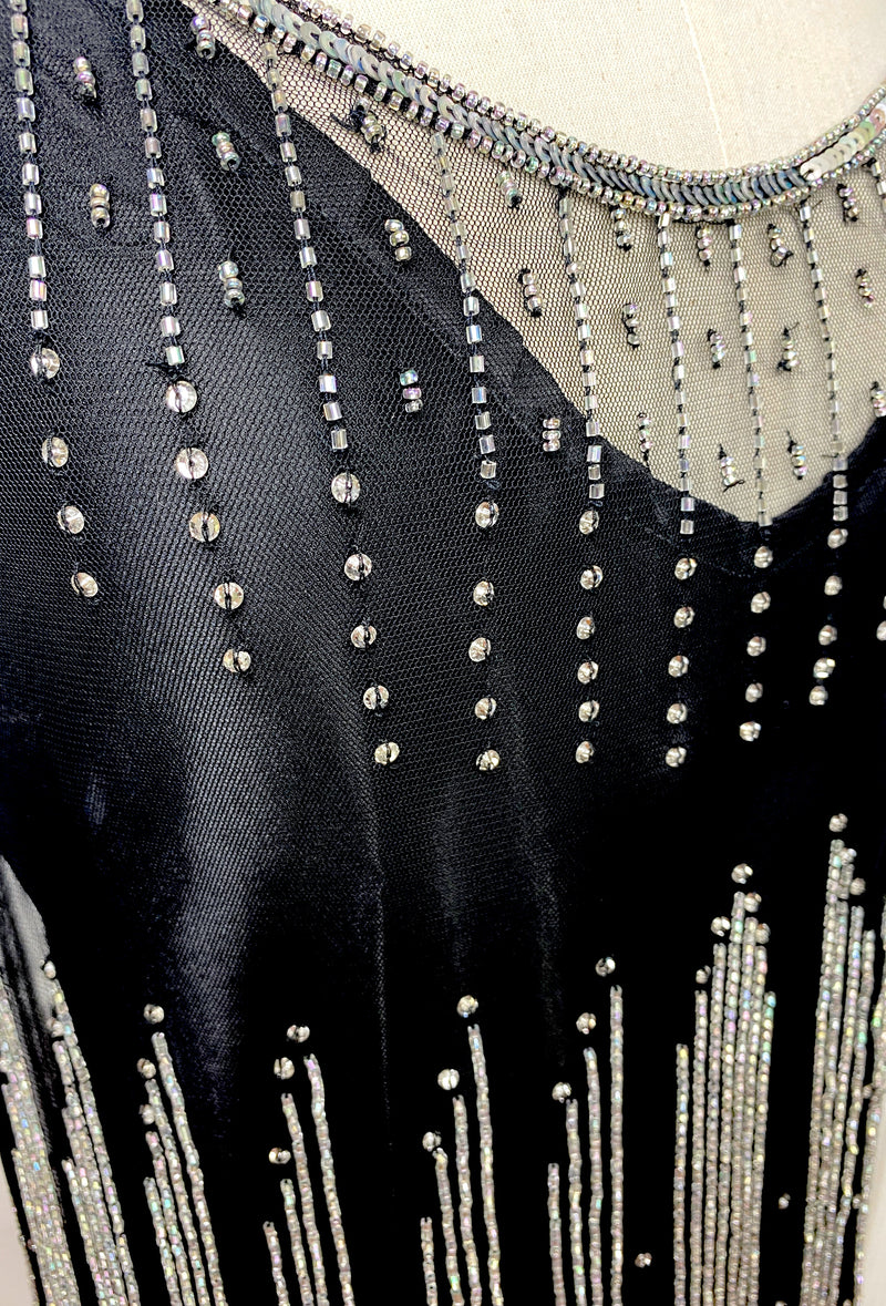 1920's Gatsby Beaded Swarovski Party Dress - The Park Avenue  - Black