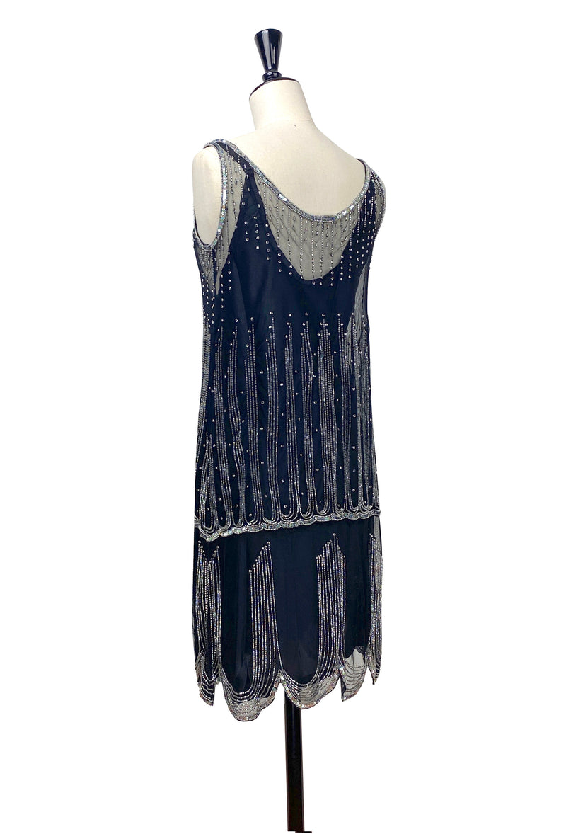 1920's Gatsby Beaded Swarovski Party Dress - The Park Avenue  - Black