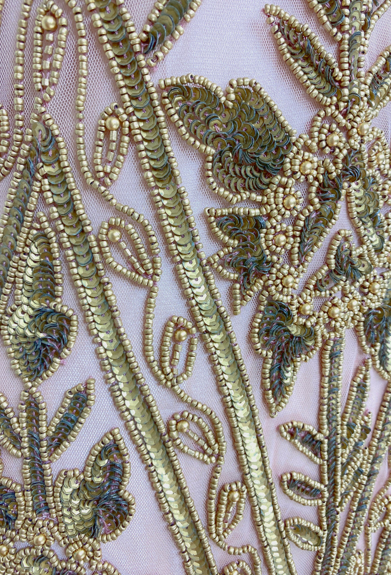 1920's Vintage Flapper Beaded Fringe Gatsby Party Gown - Cut Out Back - The Icon - Rose Bronze