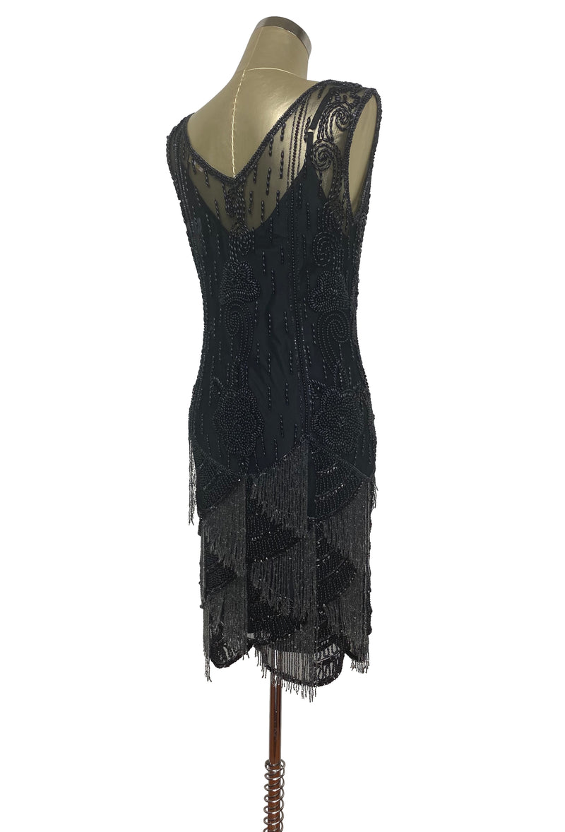 1920's Vintage Flapper Beaded Graduated Fringe Gown - The Broadway - B