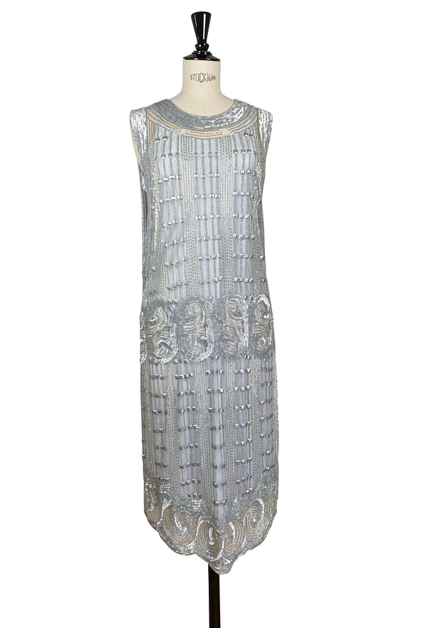 1920's Art Deco Panel Tabard Gown - The Cubist - Platinum