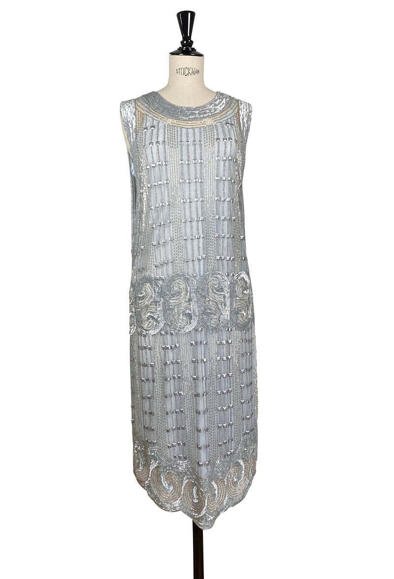 1920's Art Deco Panel Tabard Gown - The Cubist - Platinum