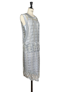 1920's Art Deco Panel Tabard Gown - The Cubist - Platinum